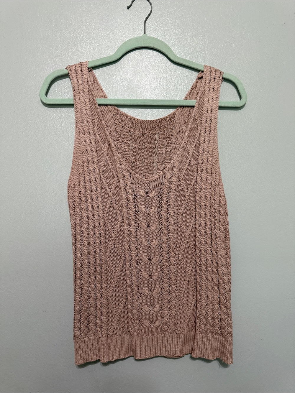 SHEIN Blush Pink Cable Knit Tank Top
